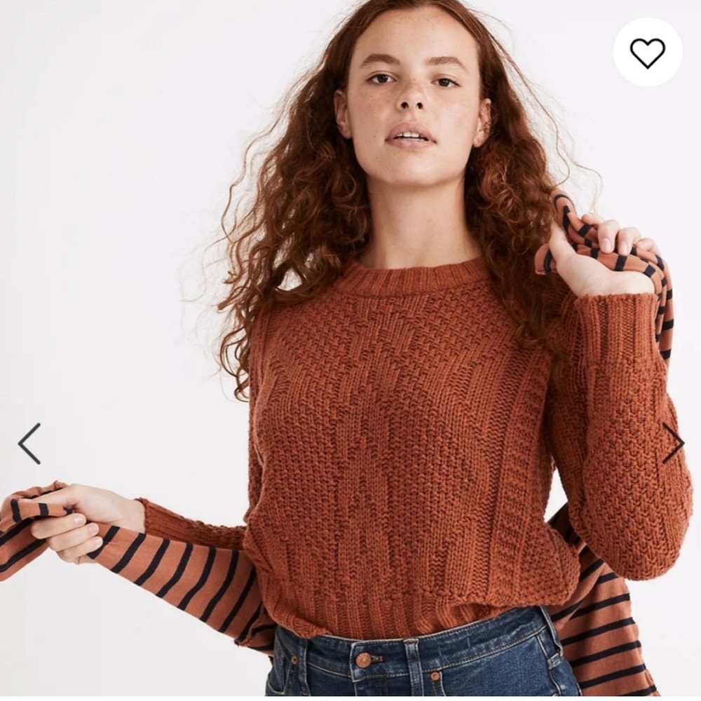Madewell xl cable sweater rust